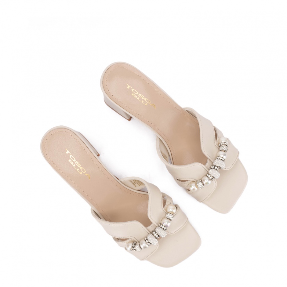 TOSCA BLU Papuci damă bej cu toc Matilde - vezi 4