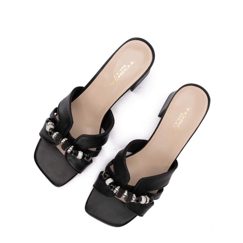 TOSCA BLU Papuci damă negri cu toc Matilde - vezi 3