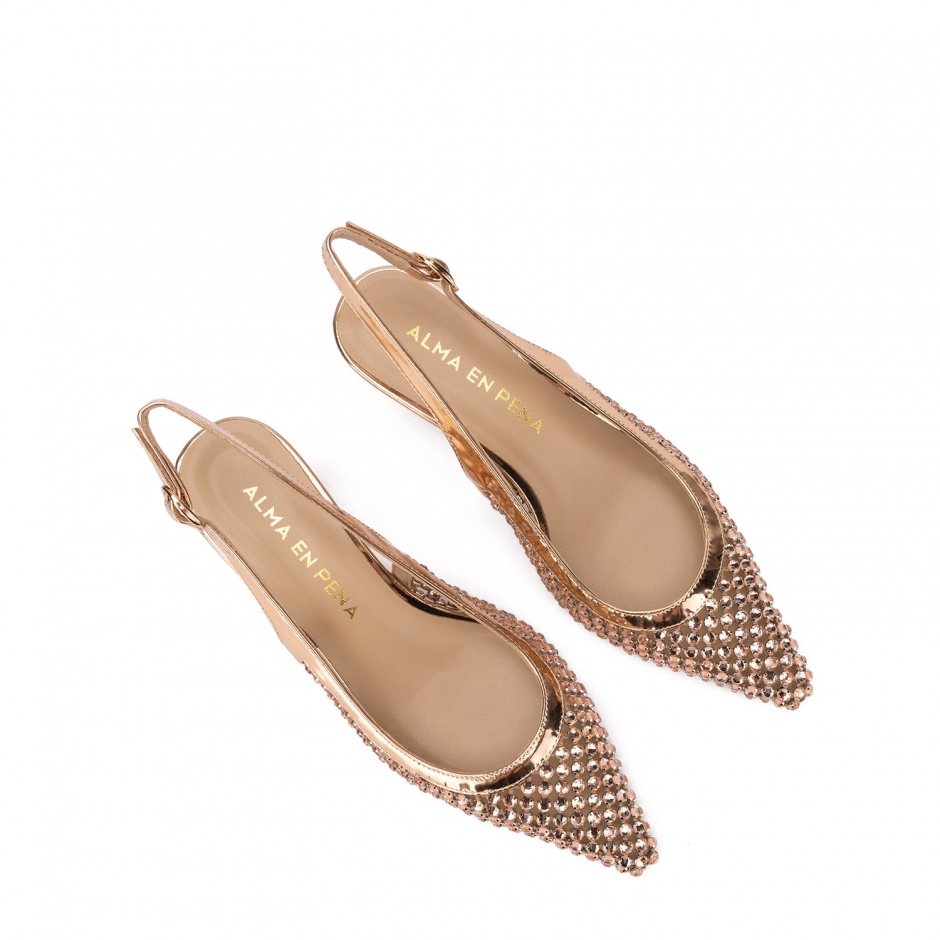 Alma En Pena Pantofi damă aurii roz cu cristale - vezi 3