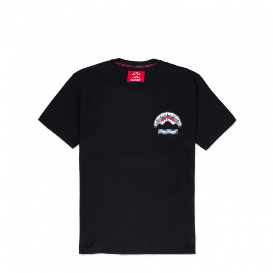SPRAYGROUND Tricou bumbac bărbați neagră Checkered Shark Blk - vezi 1