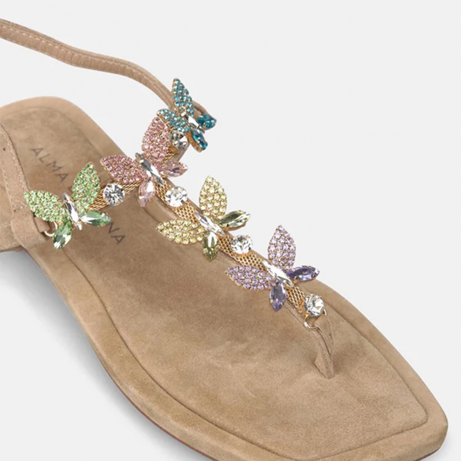 ALMA EN PENA Sandale damă bej cu fluturi - vezi 4