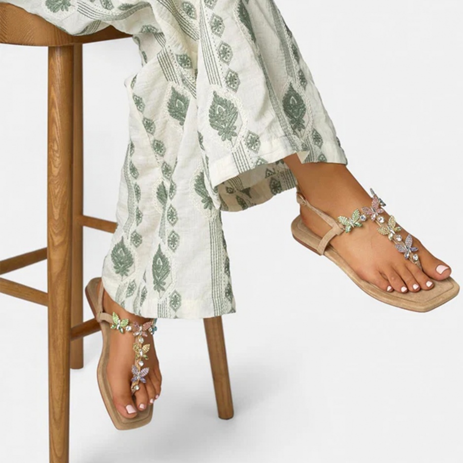 ALMA EN PENA Sandale damă bej cu fluturi - vezi 5