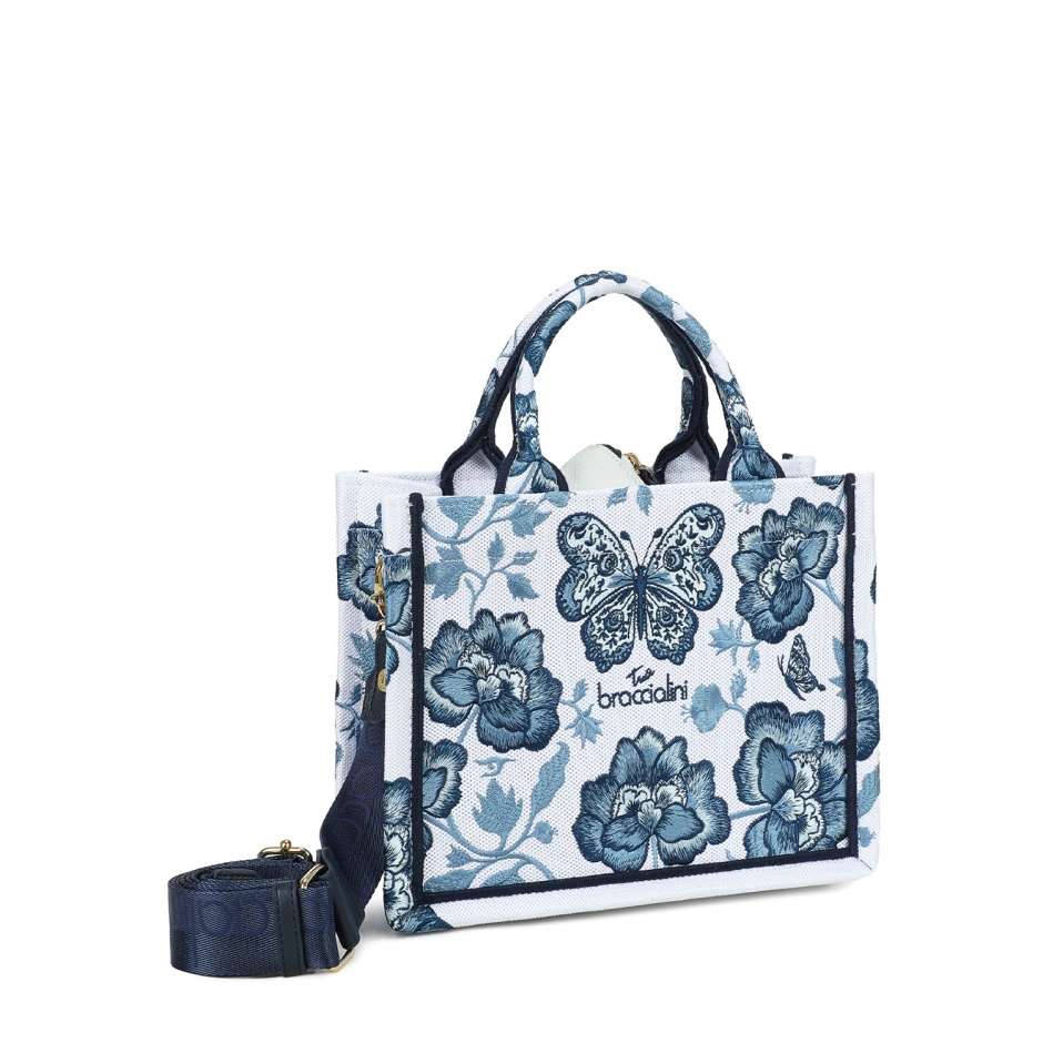 Braccialini Geantă damă bleumarin cu broderie Queen - vezi 2