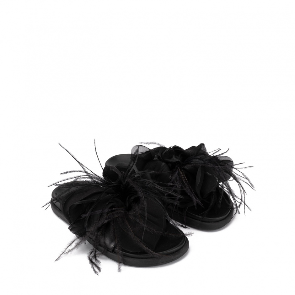 Loriblu Papuci damă negri cu pene - vezi 2