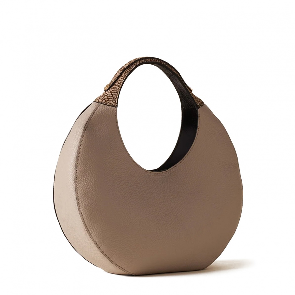 BORBONESE Geantă damă bej Full Moon Hobo Bag - vezi 2